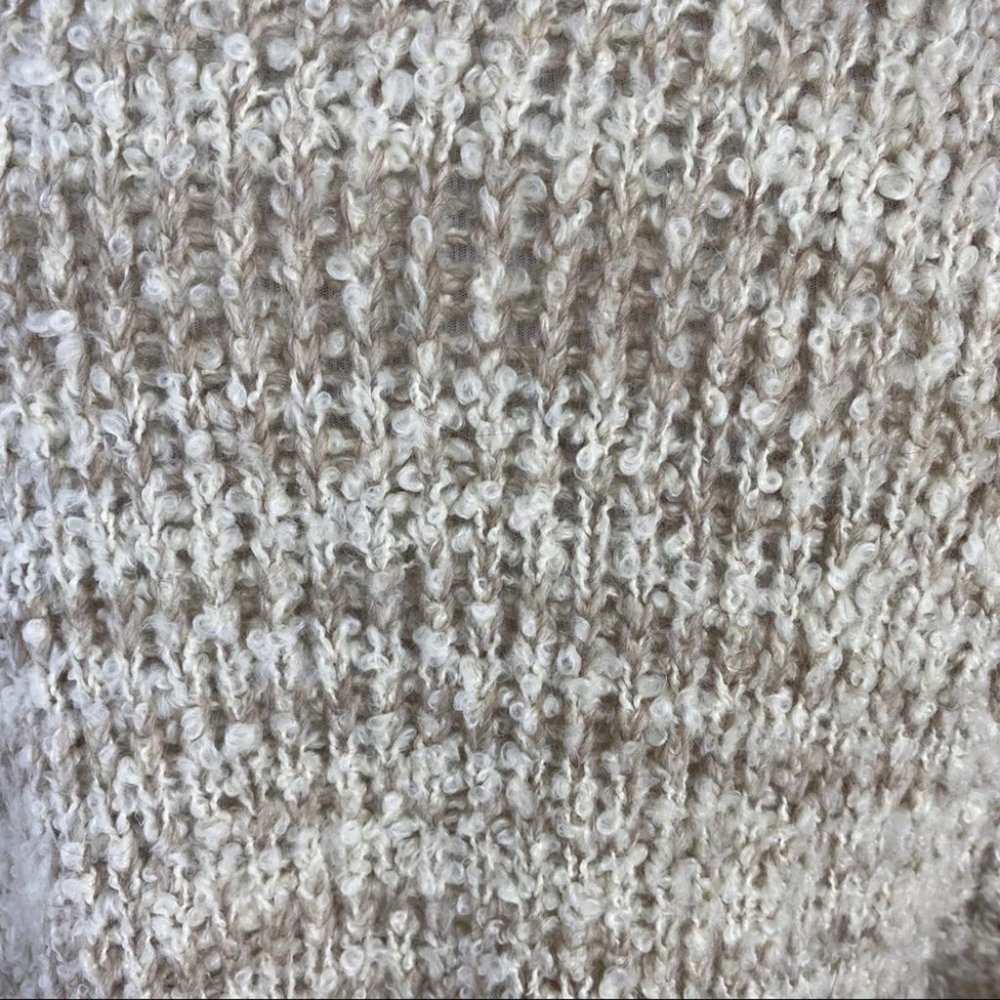 Loft Open Front  Oversized Tan Cardigan Wool Mohair Alpaca Blend - Picture 6 of 12